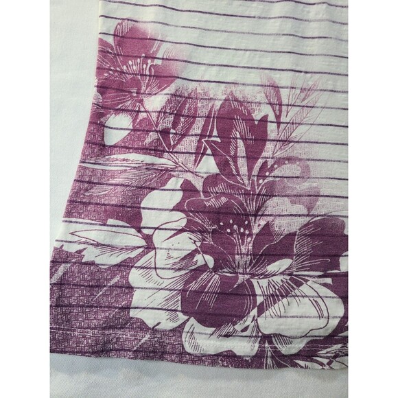 SO 2-Pack Cotton Tees Size Small White & Pink Floral Stripe V-Neck Top - Picture 3 of 11